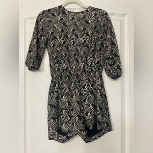 Black and Beige Romper with Open Back Size Small